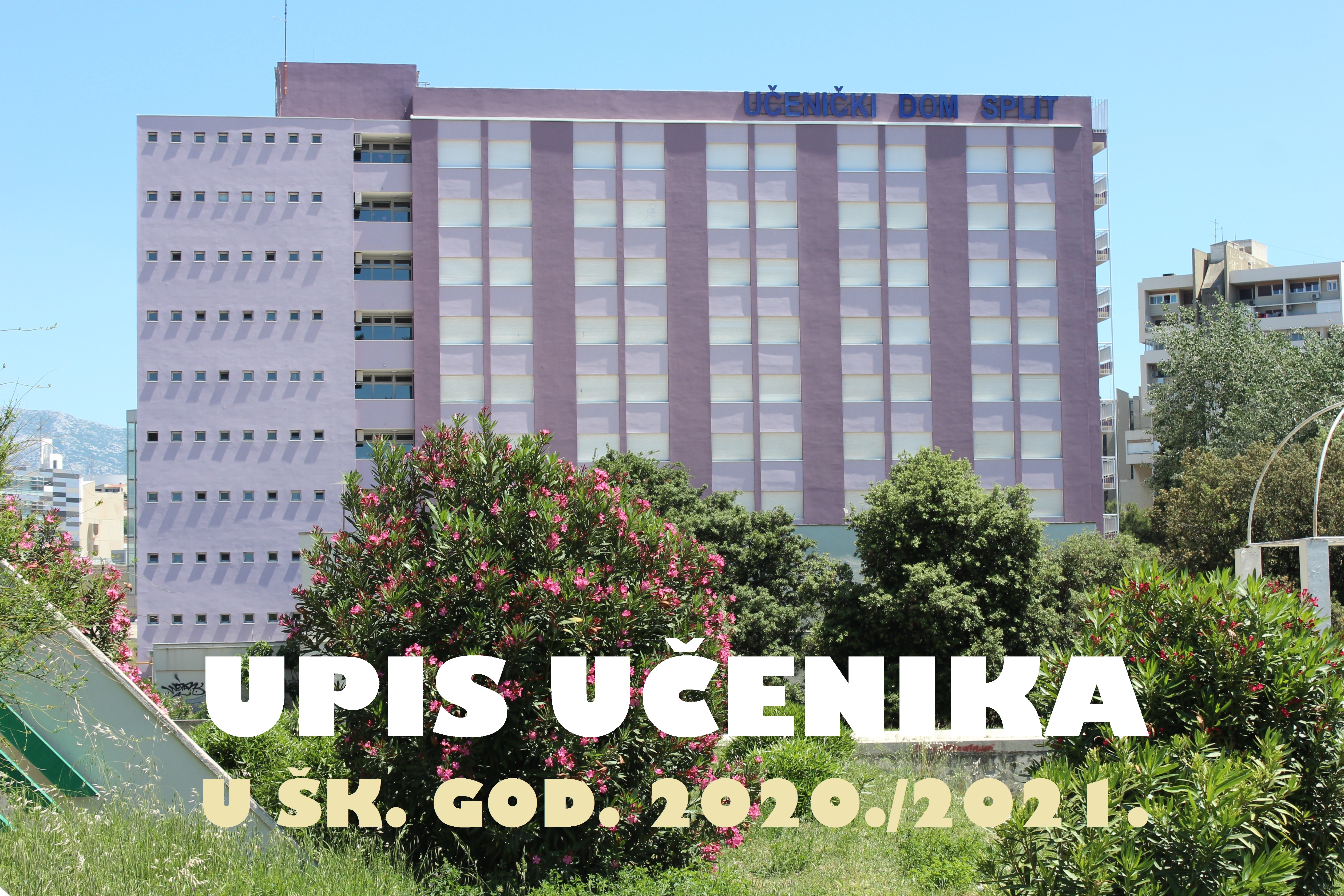 UPIS U DOM ZA ŠKOLSKU GODINU 2020./2021.